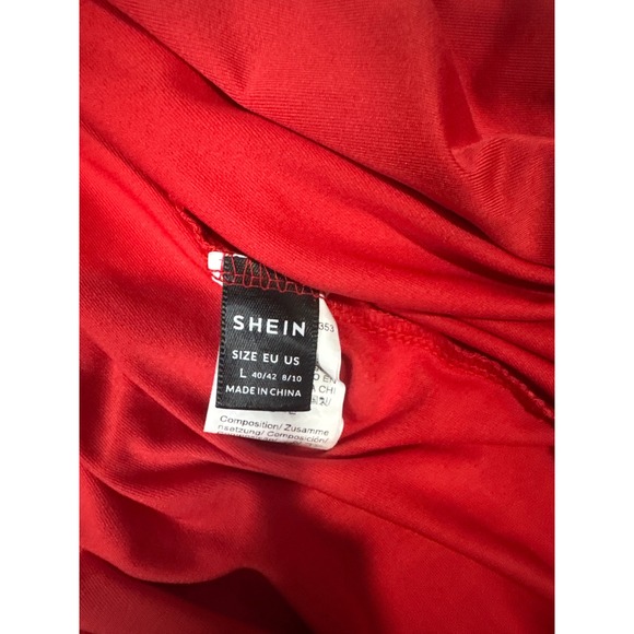 SHEIN Red Halter Neck Draped Bodysuit Women's Size L - Picture 3 of 4